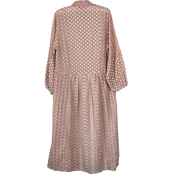 Zara Dress Women's Small Midi Embroidered Balloon Sleeve Malina Button Up - Picture 2 of 11